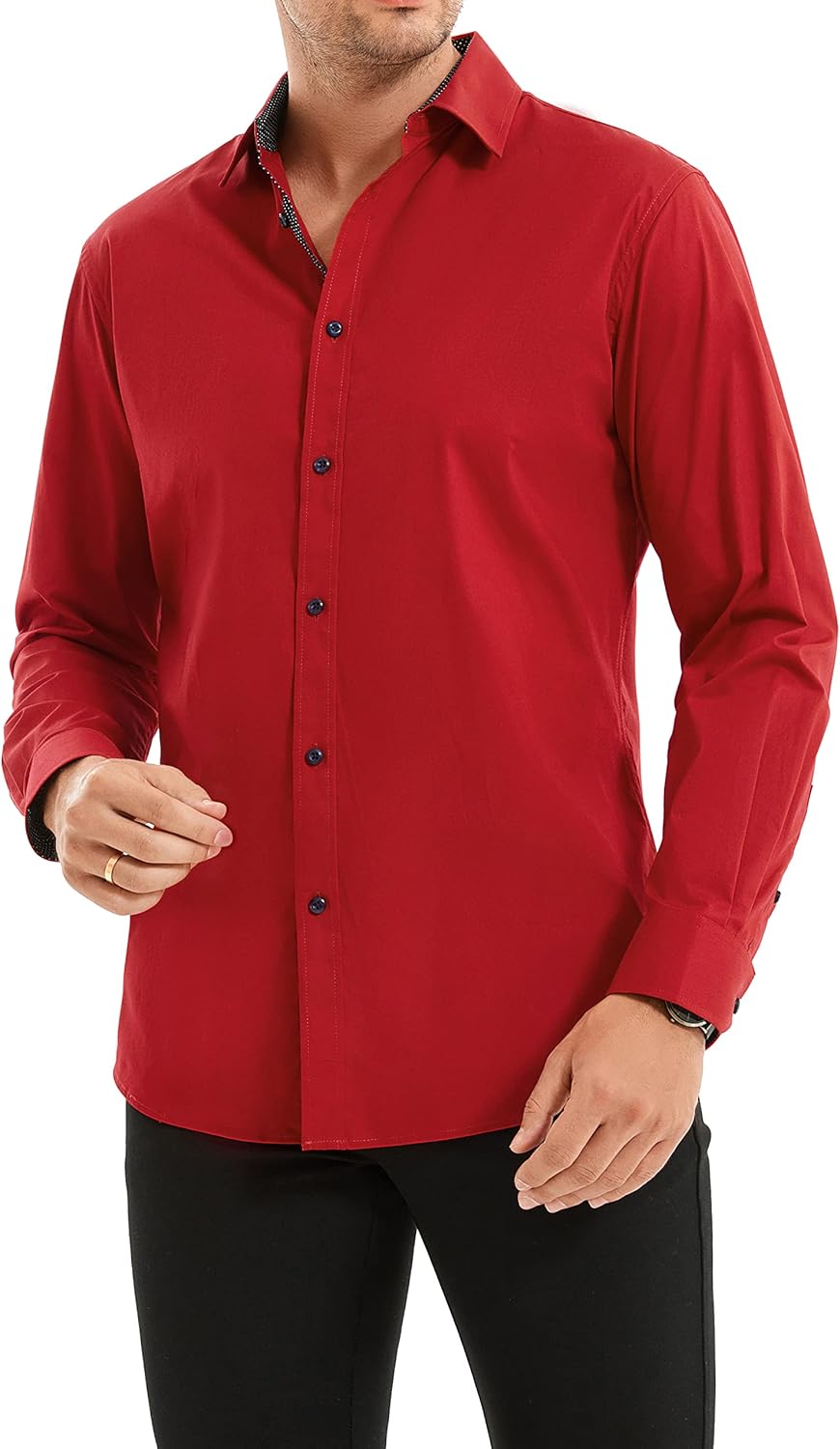 Alex Vando Mens Dress Shirts Regular Fit Long Sleeve Stretch Business Dress Shirts for Men
