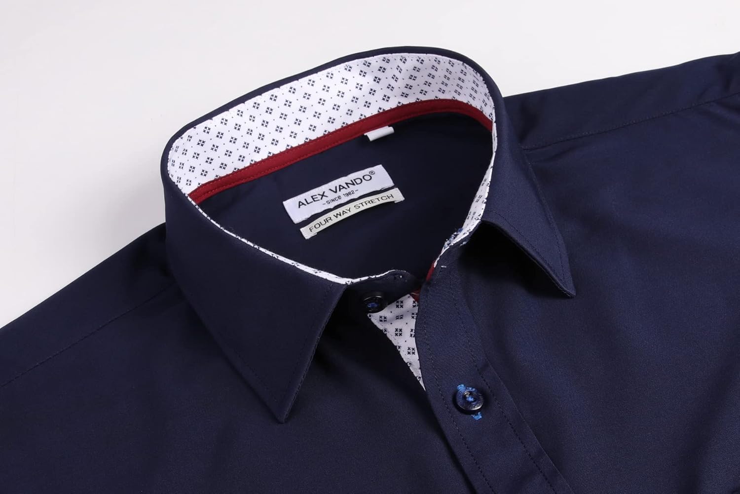 Alex Vando Mens Dress Shirt Wrinkle Free Regular Fit 4-Way Stretch Button Down Shirts