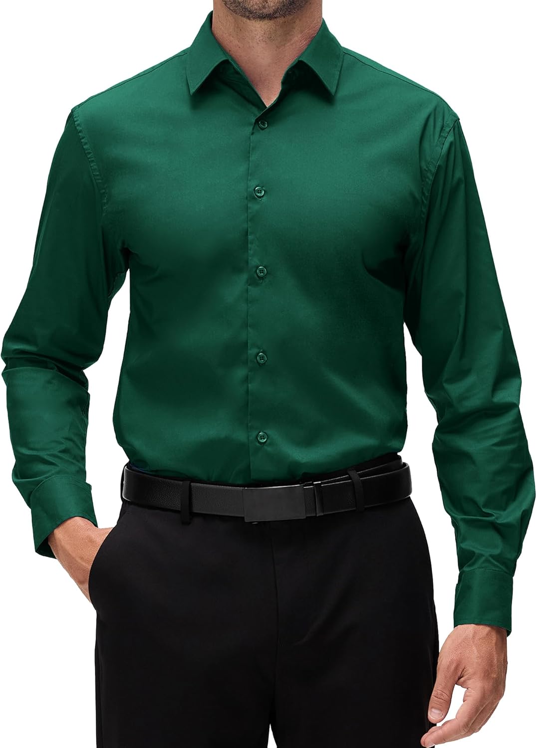 Alex Vando Mens Dress Shirt Wrinkle Free Regular Fit 4-Way Stretch Button Down Shirts