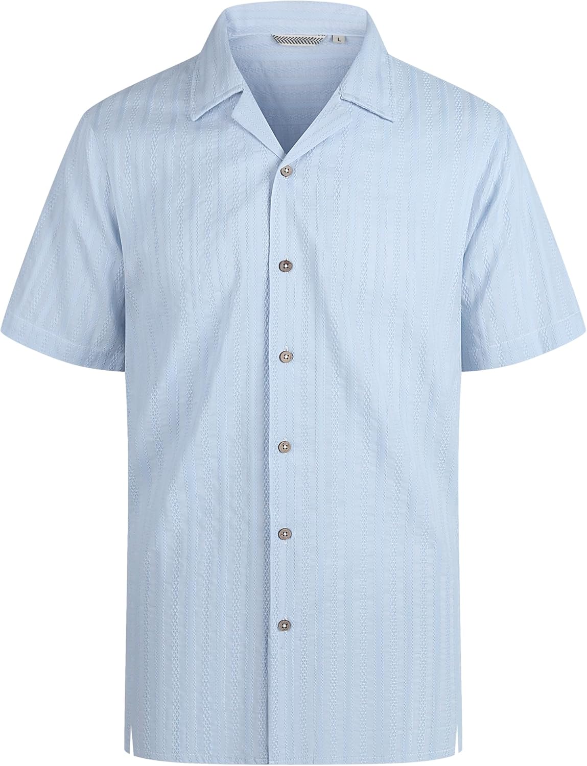 Alex Vando Mens Cotton Jacquard Camp Shirt Short Sleeve Summer Vocation Casual Shirts