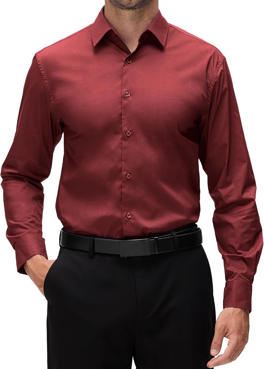 Alex Vando Mens Dress Shirt Wrinkle Free Regular Fit 4-Way Stretch Button Down Shirts