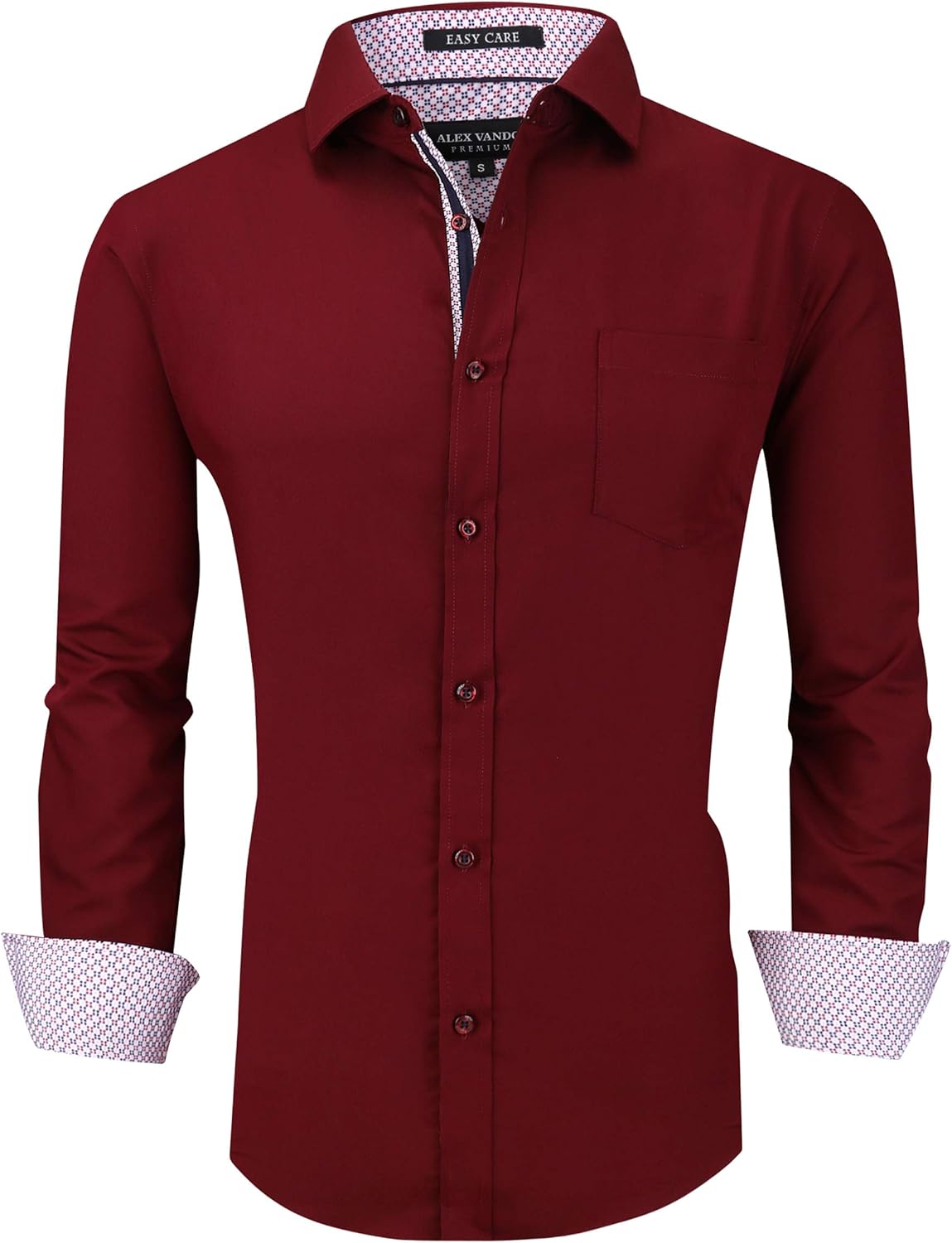 Alex Vando Mens Dress Shirts Wrinkle Free Regular Fit Stretch Rayon Bamboo Button Down Shirt