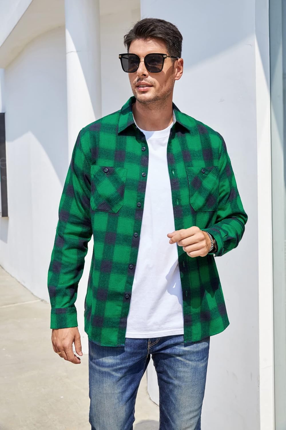 Alex Vando Mens Button Down Shirts Regular Fit Long Sleeve Casual Plaid Flannel Shirt