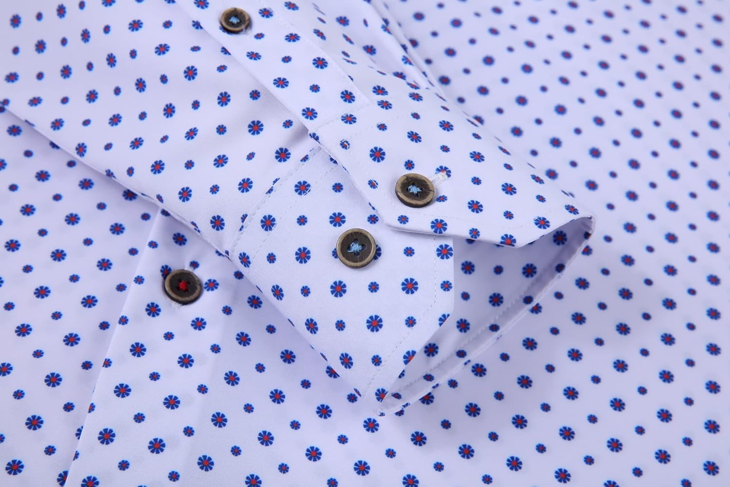 Alex Vando Mens Button Down Shirts Wrinkle Free 4-Way Stretch Print Business Casual Shirt