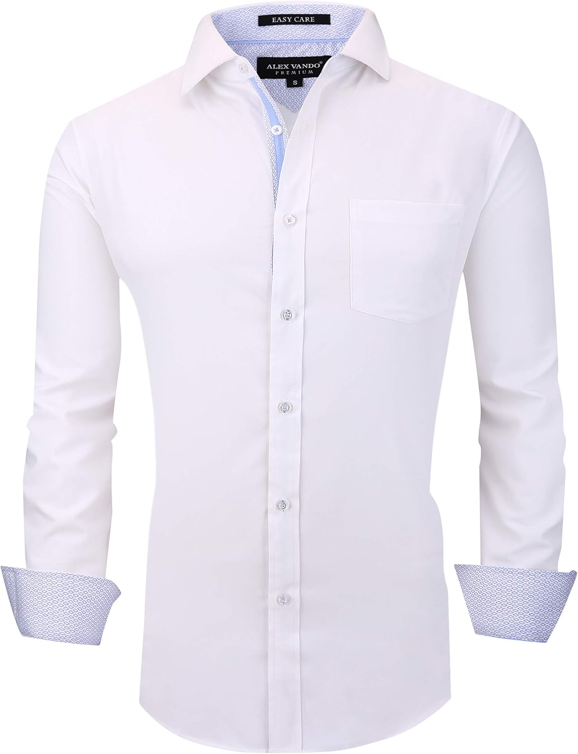 Alex Vando Mens Dress Shirts Wrinkle Free Regular Fit Stretch Rayon Bamboo Button Down Shirt