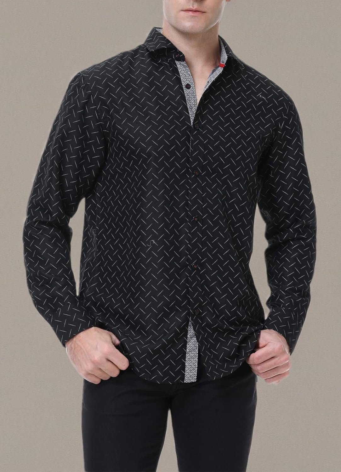 Alex Vando Mens Printed Dress Shirts Long Sleeve Regular Fit Button Down Shirt