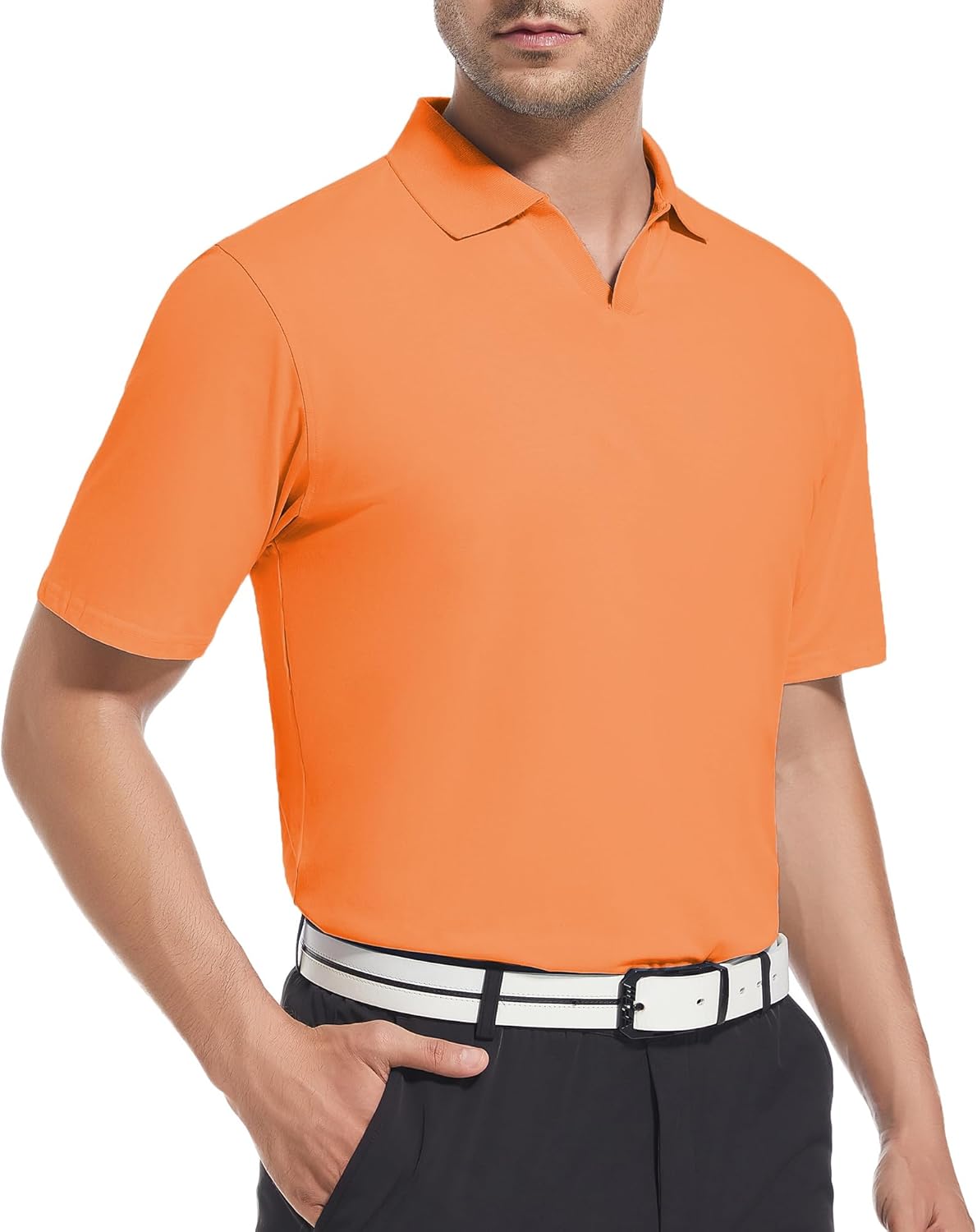 Alex Vando Mens Cotton Polo Shirts V-Neck Short Sleeve Casual Shirts for Men