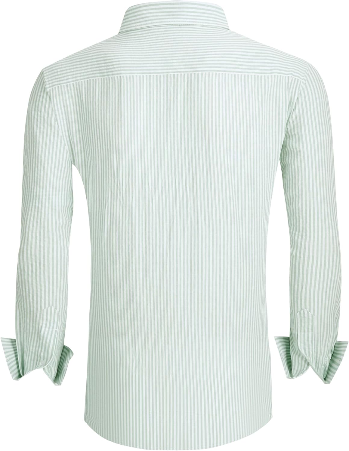 Alex Vando Mens Seersucker Dress Shirts Striped Business Casual Cotton Shirts for Men