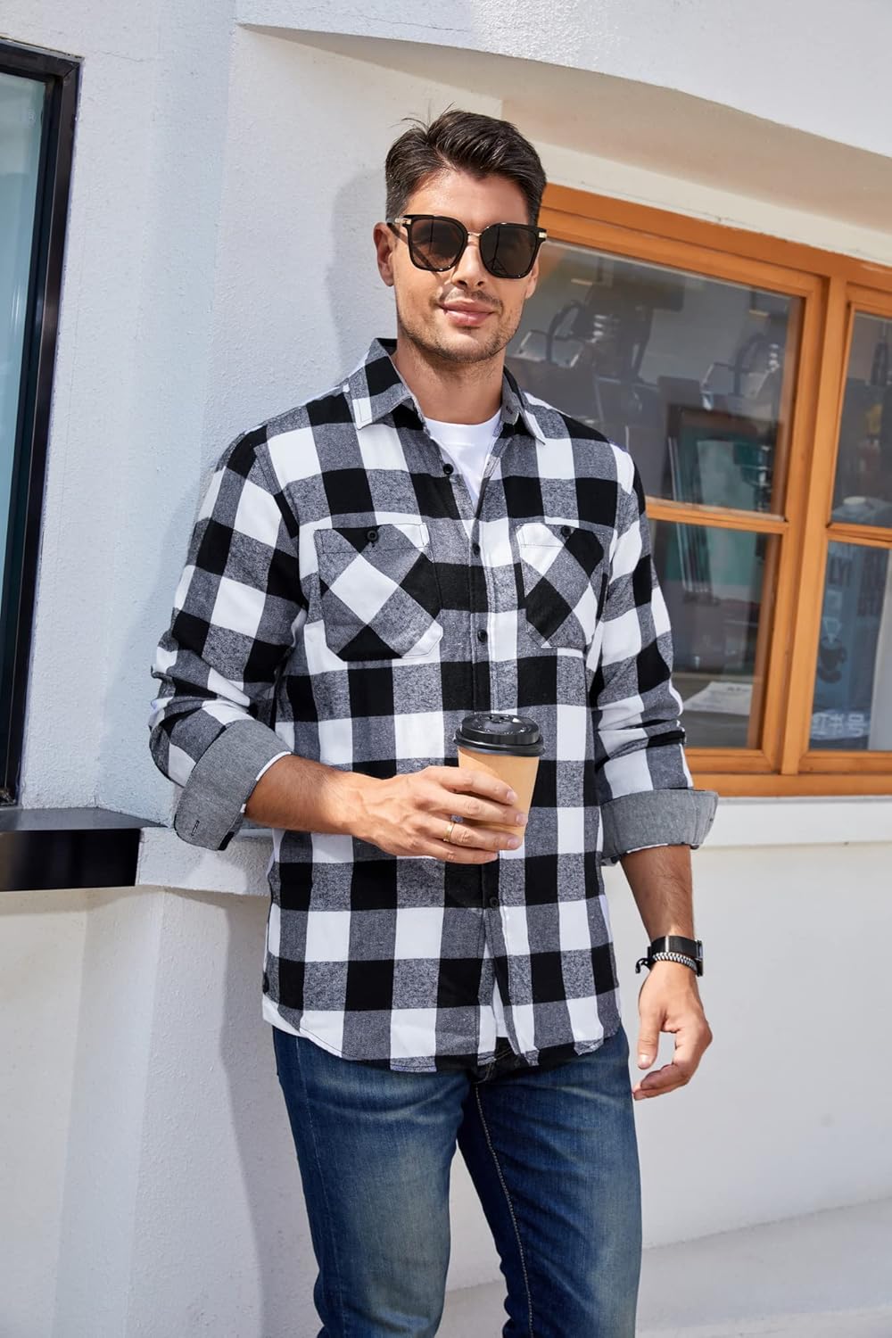 Alex Vando Mens Button Down Shirts Regular Fit Long Sleeve Casual Plaid Flannel Shirt