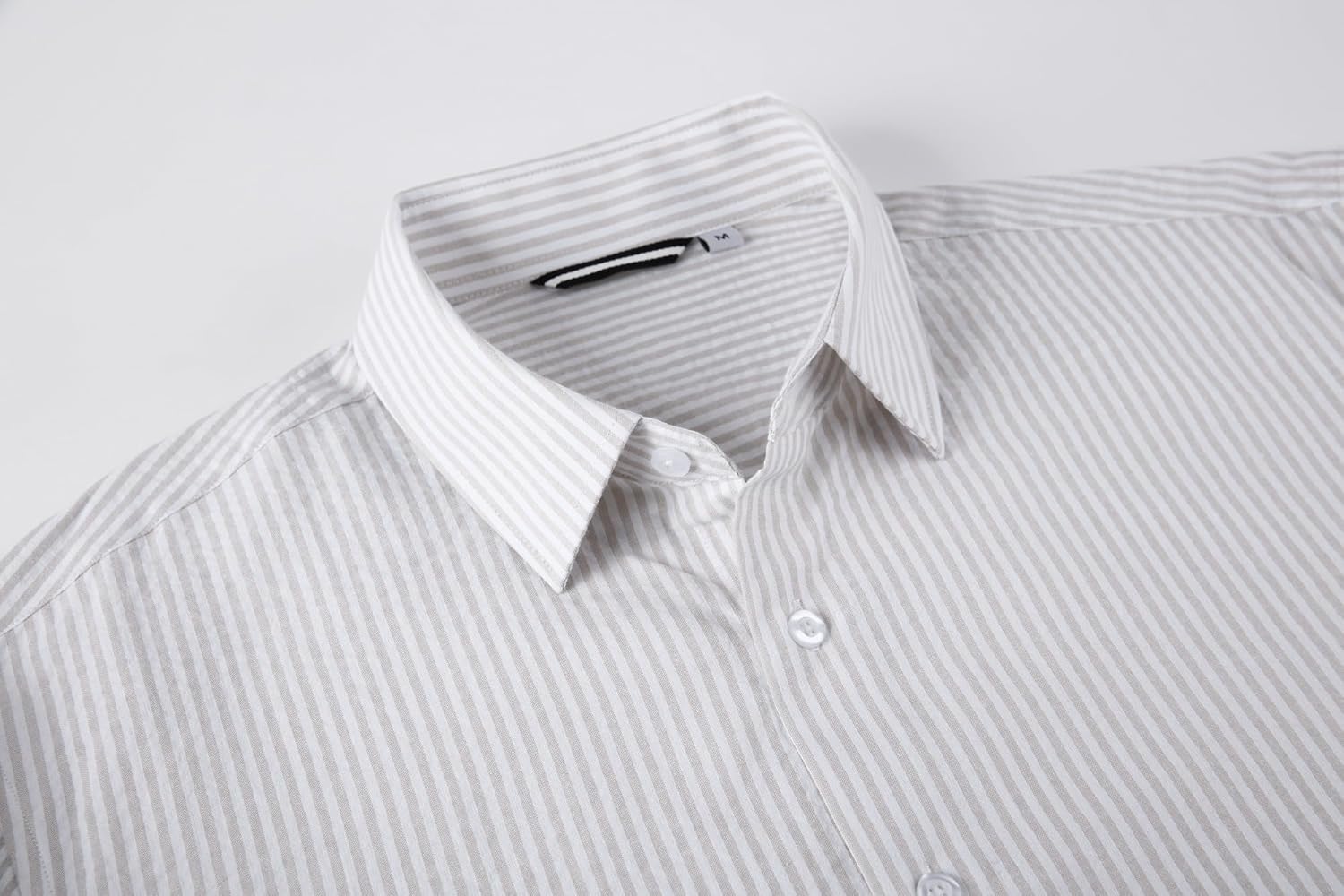 Alex Vando Mens Seersucker Dress Shirts Striped Business Casual Cotton Shirts for Men
