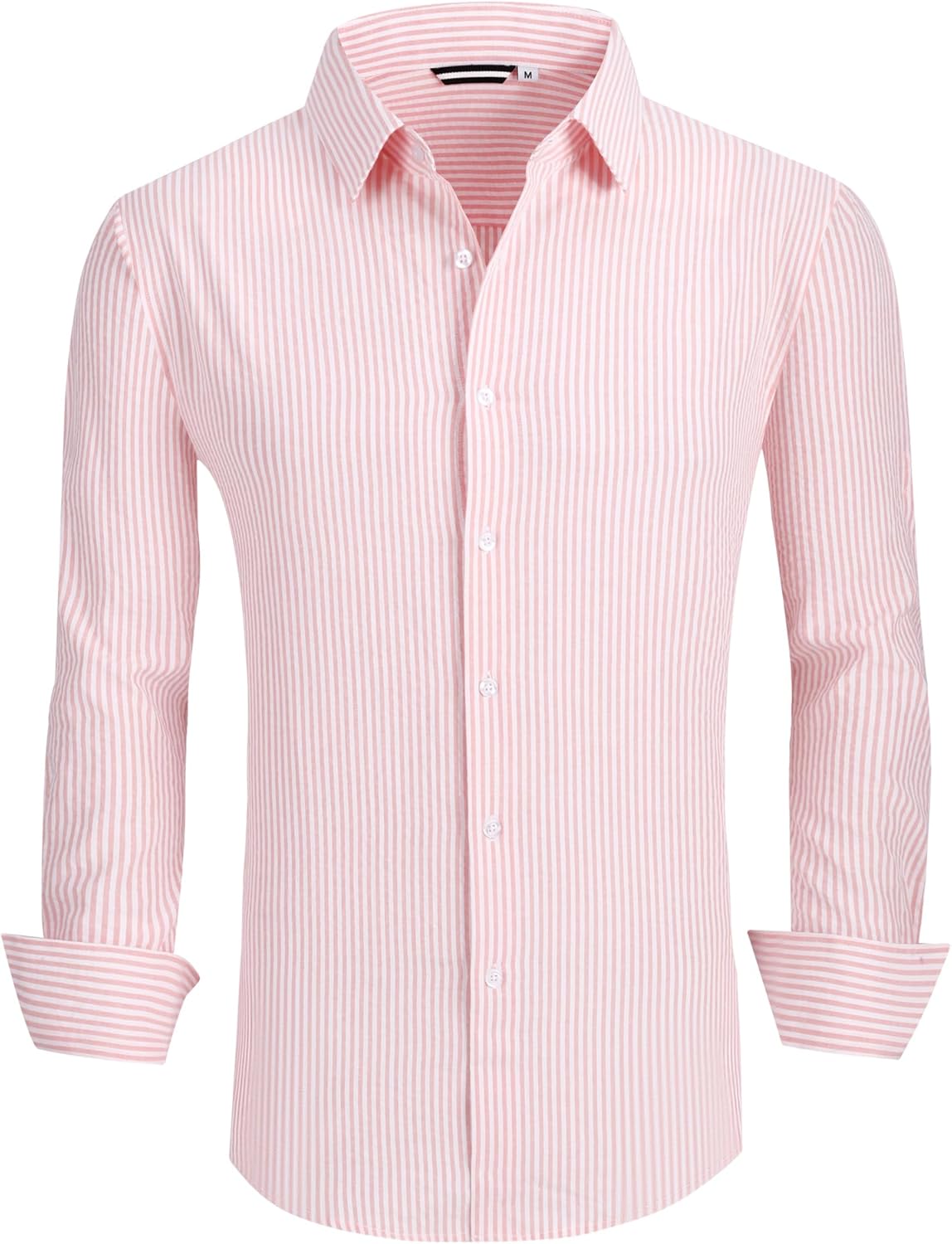 Alex Vando Mens Seersucker Dress Shirts Striped Business Casual Cotton Shirts for Men