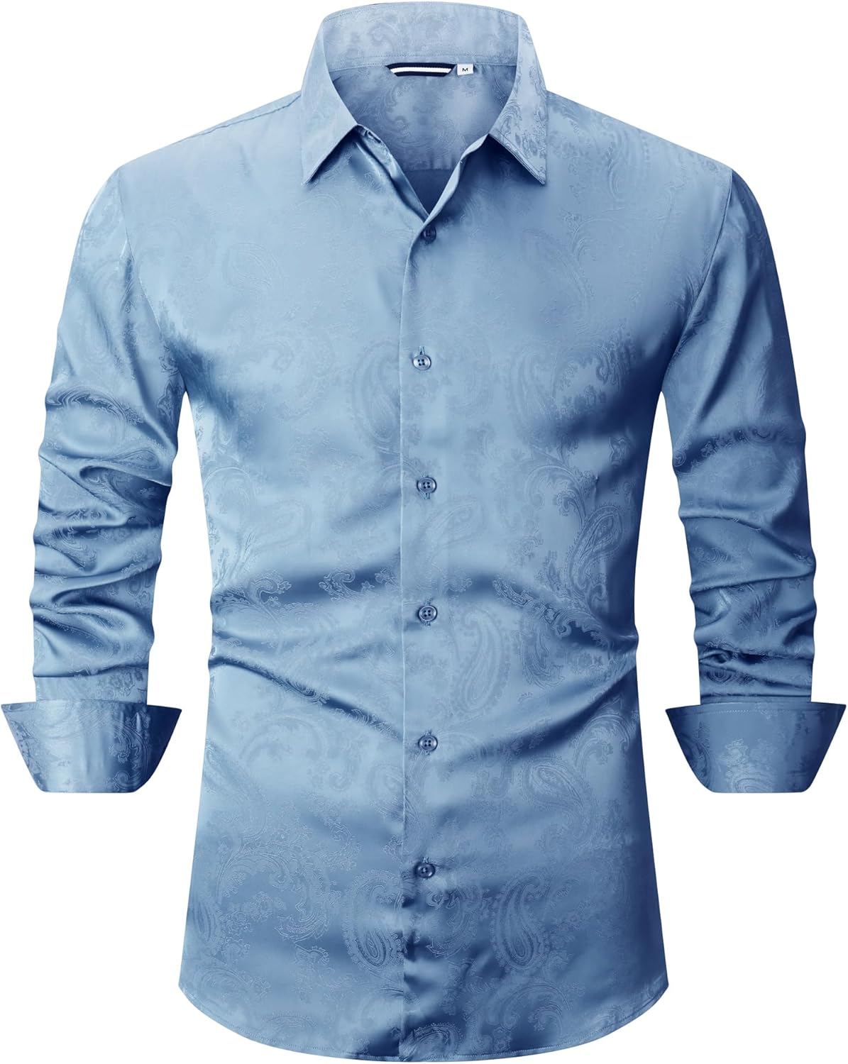 Alex Vando Mens Luxury Satin Dress Shirt Long Sleeve Silk Shiny Sateen Party Shirt