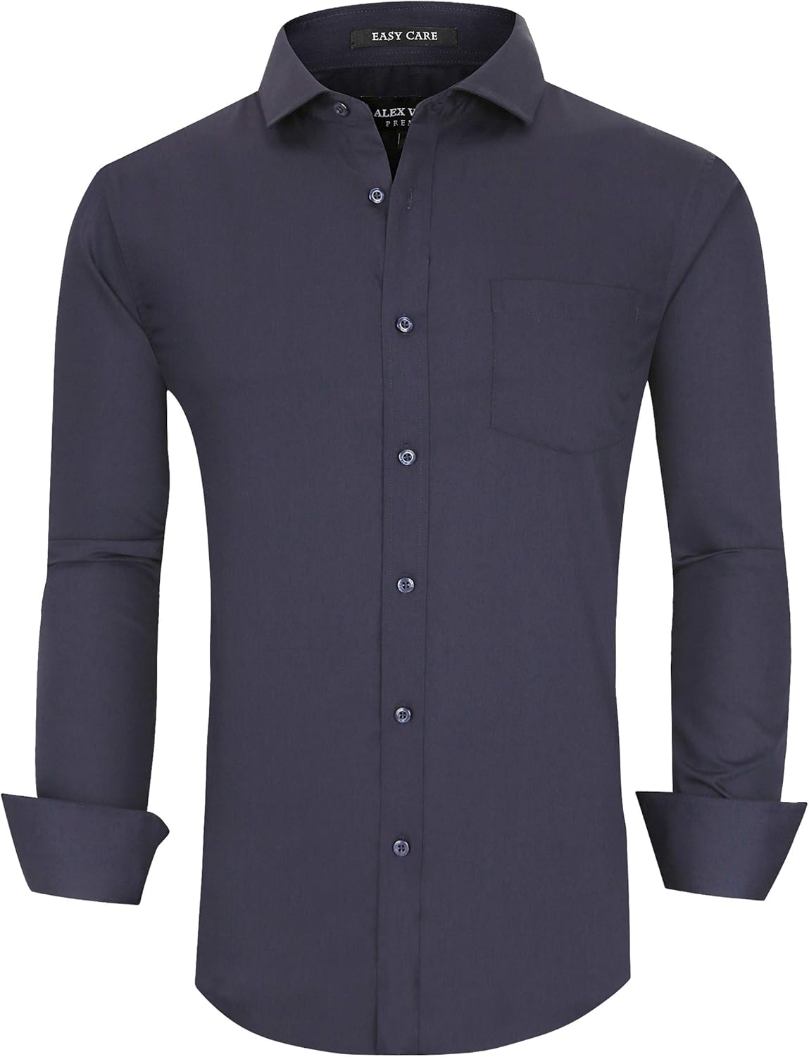 Alex Vando Mens Dress Shirts Wrinkle Free Regular Fit Stretch Rayon Bamboo Button Down Shirt