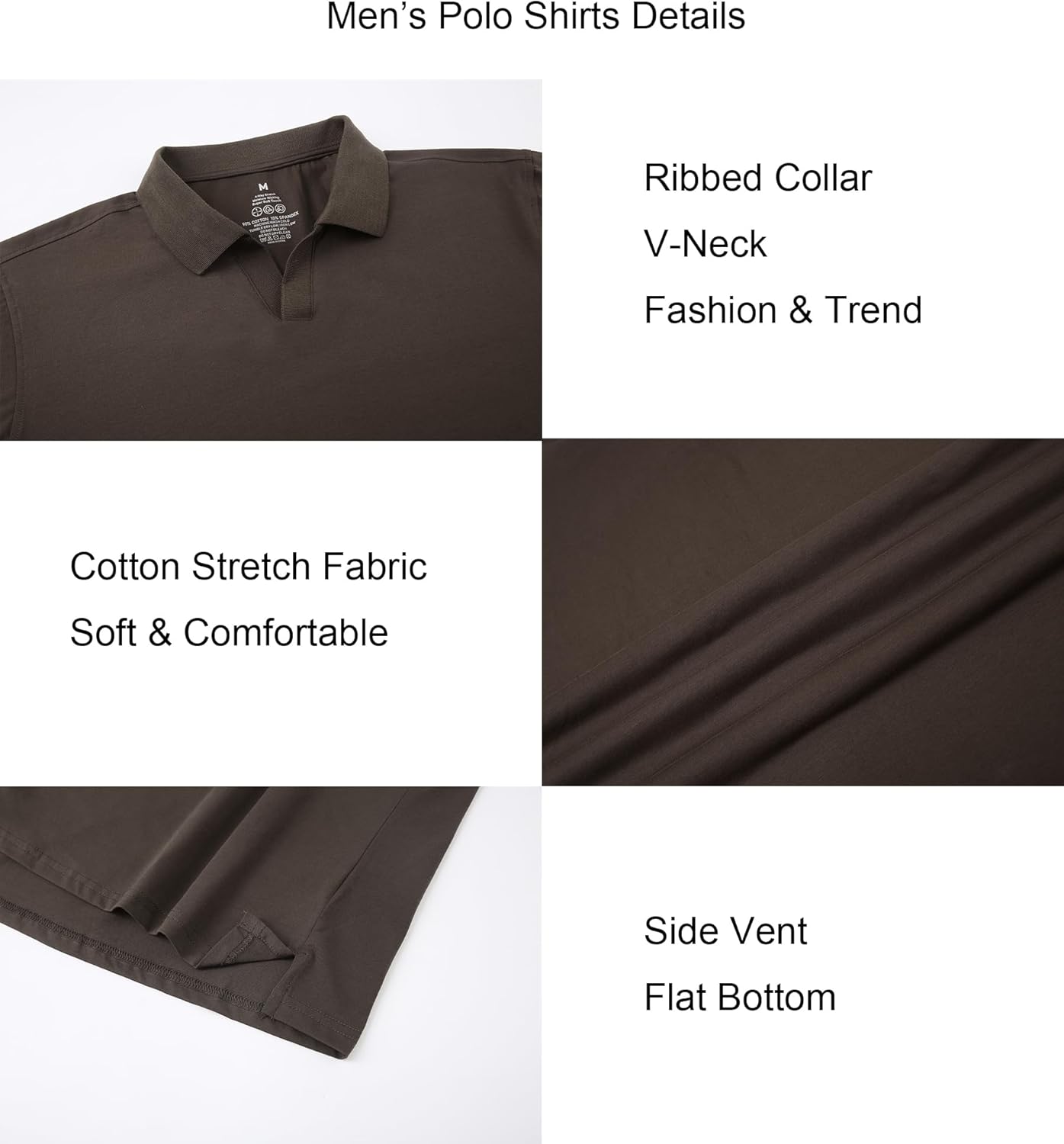 Alex Vando Mens Cotton Polo Shirts V-Neck Short Sleeve Casual Shirts for Men