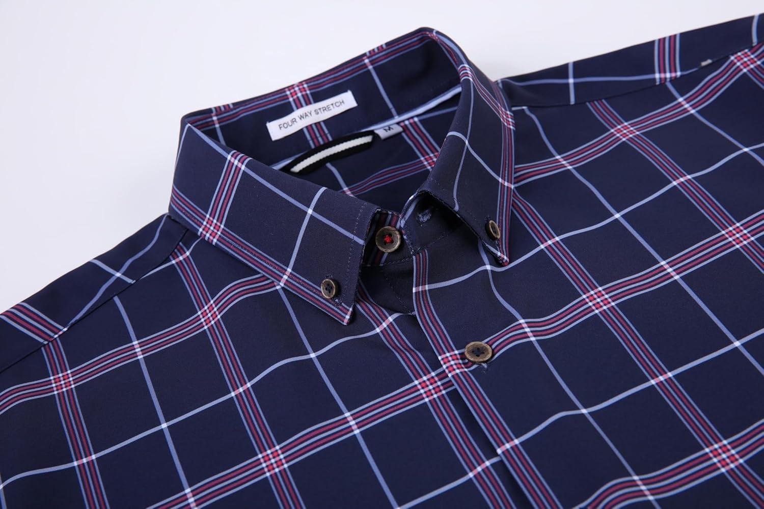 Alex Vando Mens Button Down Shirts Wrinkle Free 4-Way Stretch Print Business Casual Shirt
