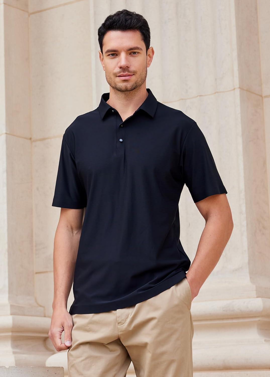 Alex Vando Mens Seamless Golf Shirt Moisture Wicking Quick-Dry Tailored Fit Polo Shirts