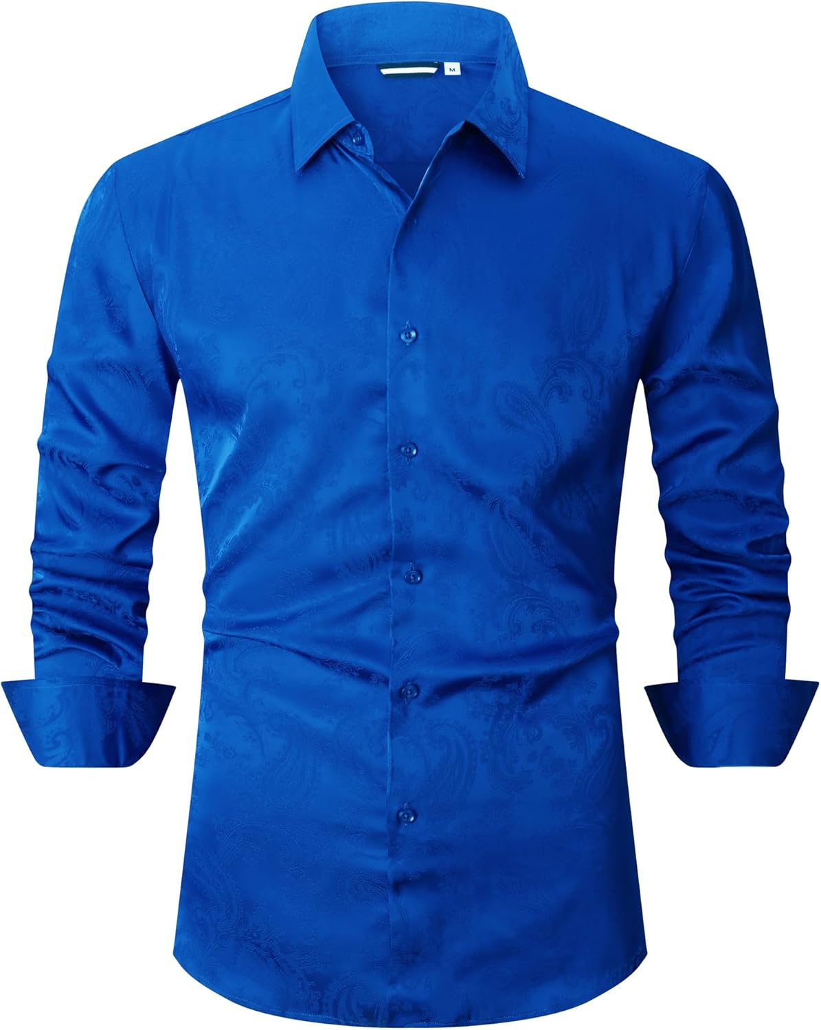 Alex Vando Mens Luxury Satin Dress Shirt Long Sleeve Silk Shiny Sateen Party Shirt