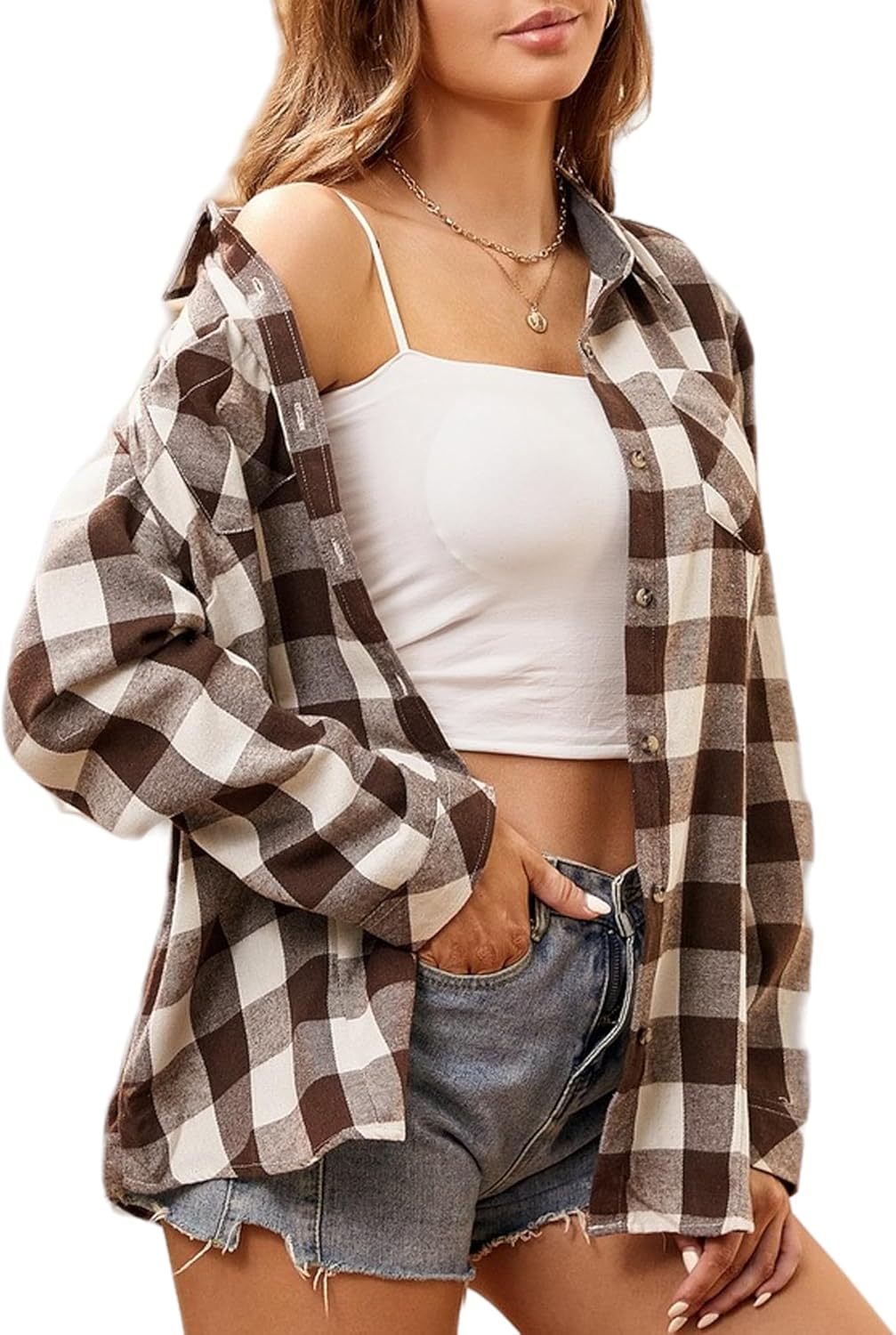 Alex Vando Womens Flannel Shirt Regular Long Sleeve Button Down Flannel Shirts for Women
