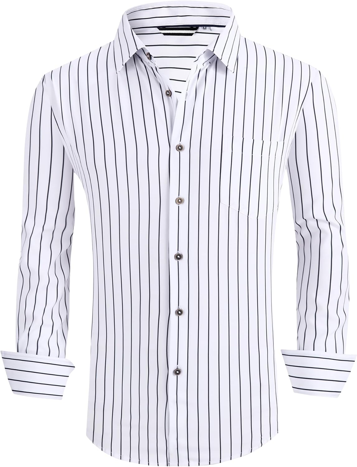 Alex Vando Mens Button Down Shirts Wrinkle Free 4-Way Stretch Print Business Casual Shirt