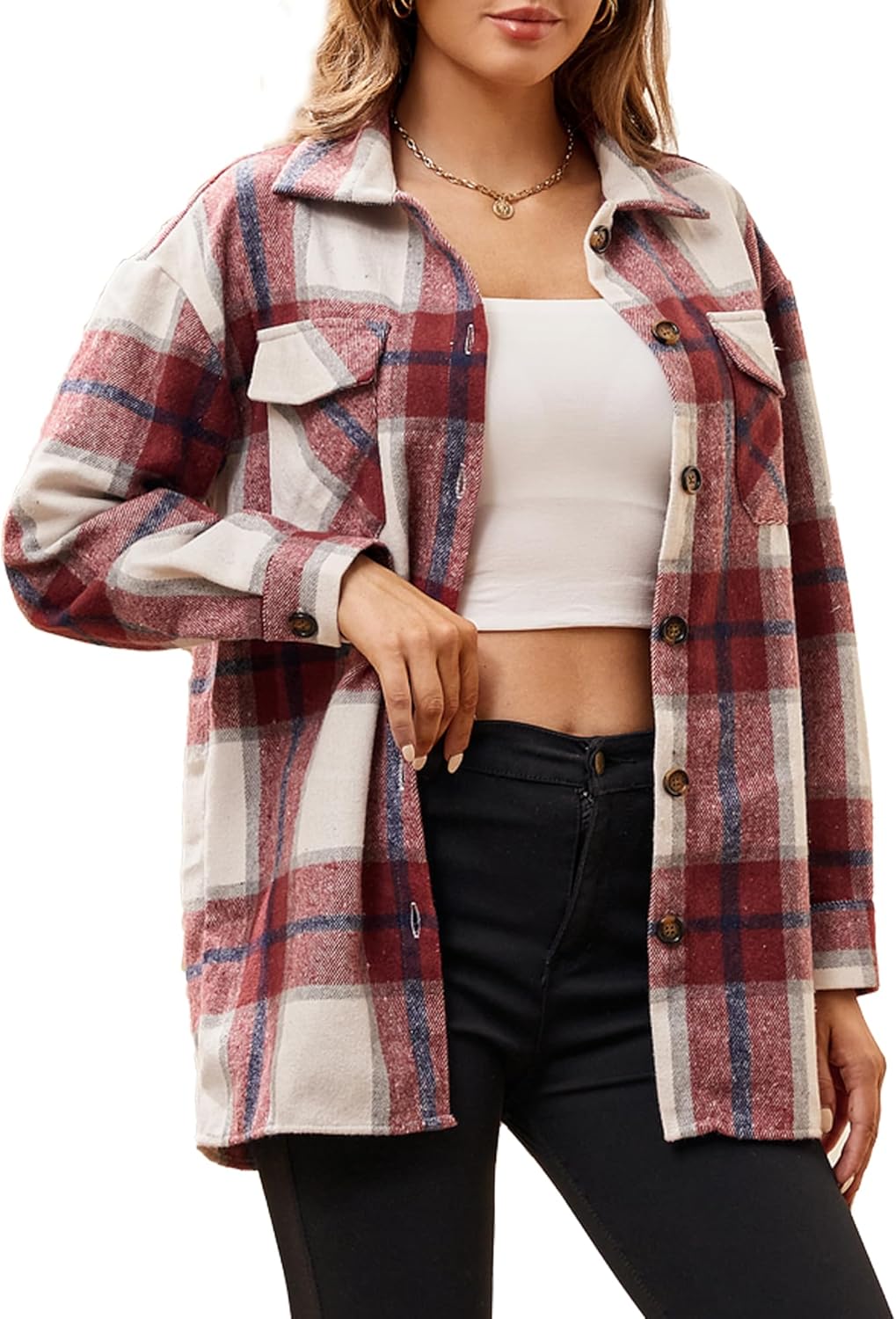 Alex Vando Womens Flannel Shirt Regular Long Sleeve Button Down Flannel Shirts for Women