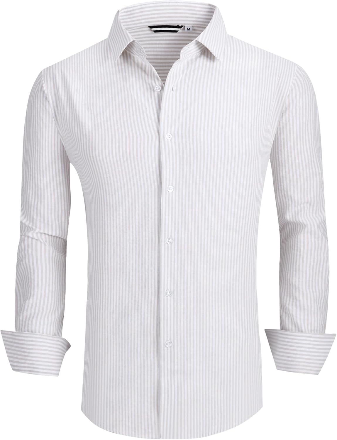 Alex Vando Mens Seersucker Dress Shirts Striped Business Casual Cotton Shirts for Men