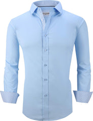 Alex Vando Mens Dress Shirts Regular Fit Long Sleeve Stretch Business Dress Shirts for Men