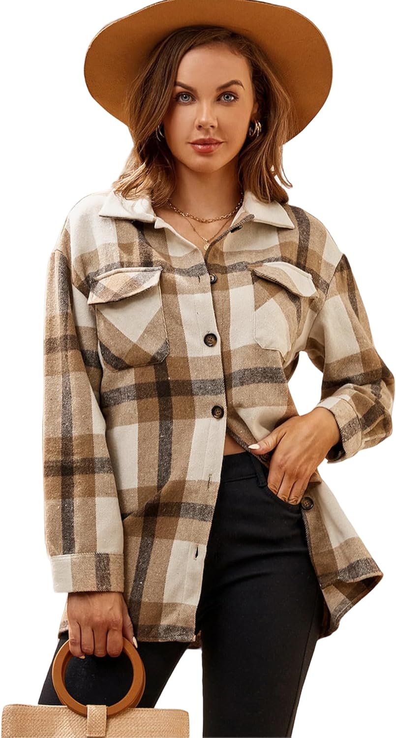 Alex Vando Womens Flannel Shirt Regular Long Sleeve Button Down Flannel Shirts for Women