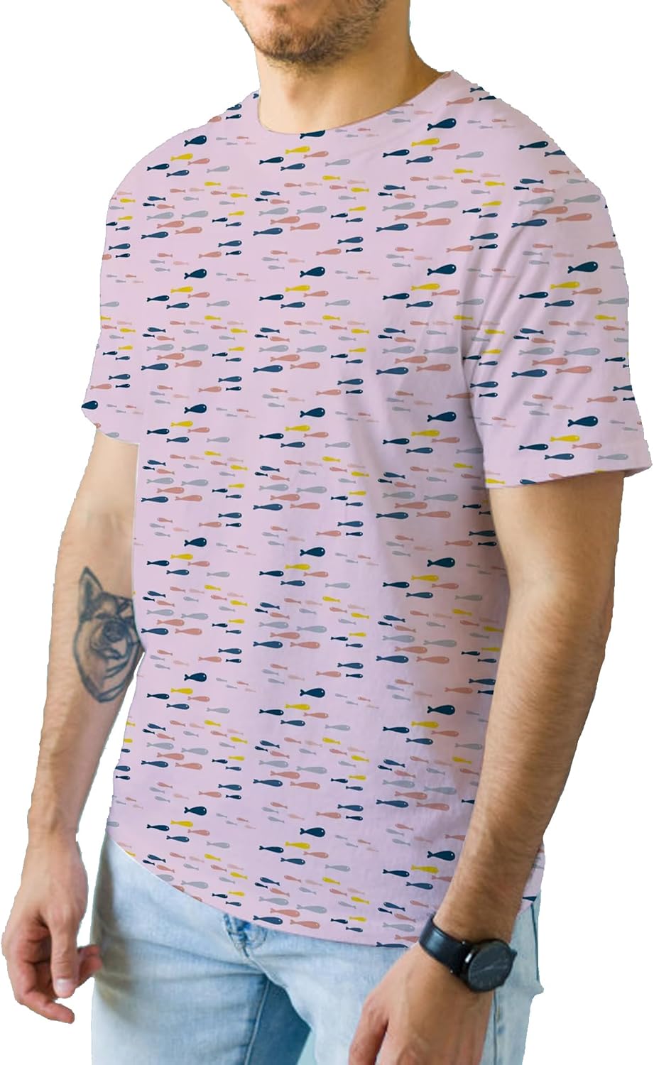 Alex Vando Mens Tie-Dye Printed 4-Way Stretch T-Shirts Short Sleeve Casual Shirt for Men