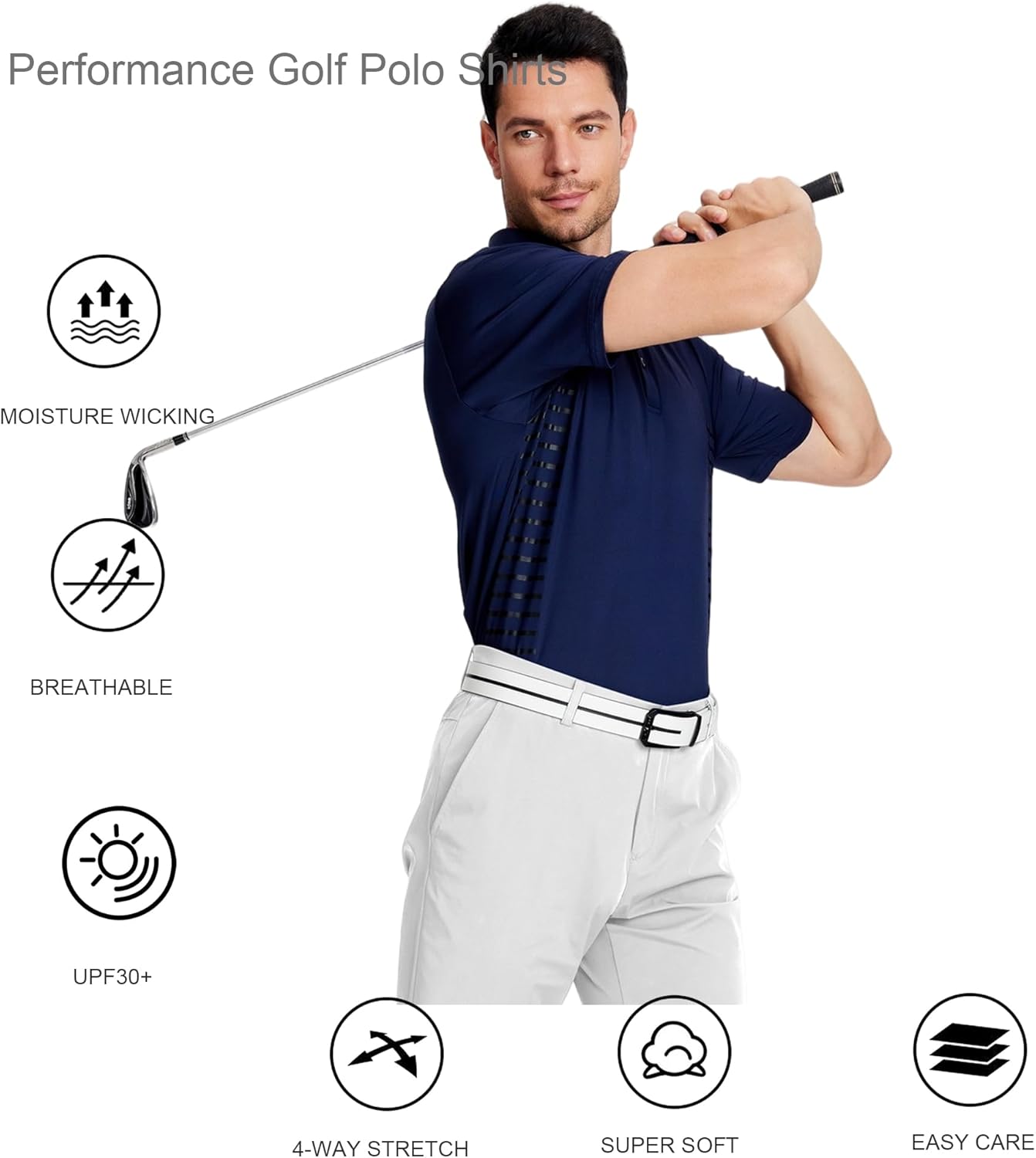 Alex Vando Men's Golf Shirt Quick Dry Polo Shirt