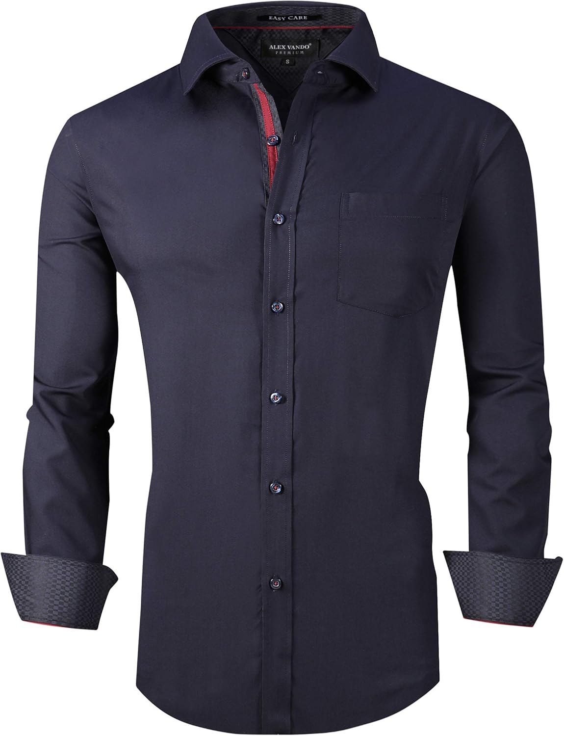 Alex Vando Mens Dress Shirts Wrinkle Free Regular Fit Stretch Rayon Bamboo Button Down Shirt
