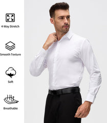 Alex Vando Mens Dress Shirt Wrinkle Free Regular Fit 4-Way Stretch Button Down Shirts