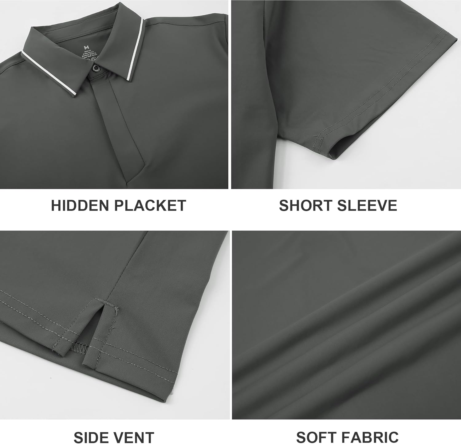 Alex Vando Mens Stain Resistant Polo Shirt Short Sleeve Soild Stretch Performance Work Polo Shirts for Men