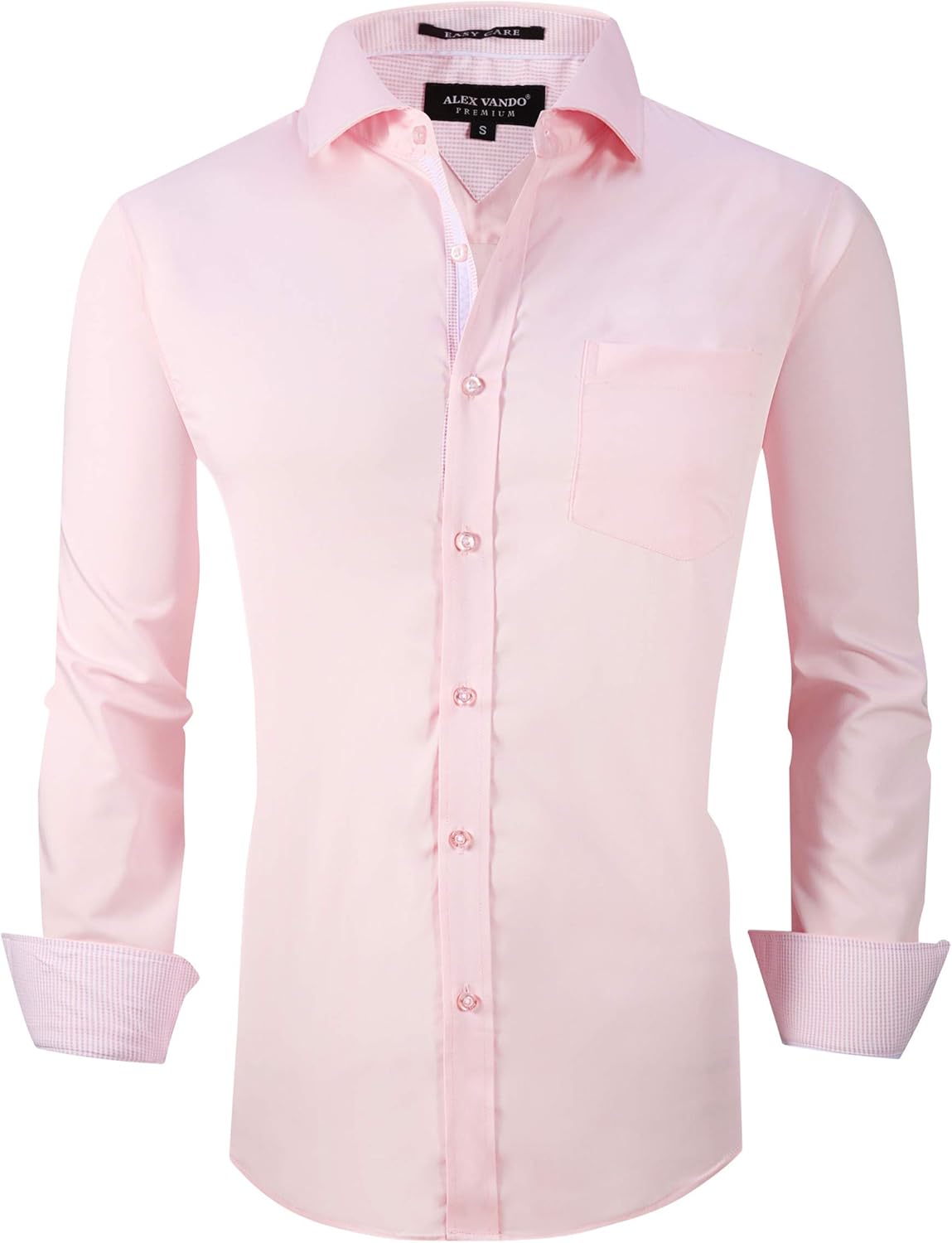 Alex Vando Mens Dress Shirts Wrinkle Free Regular Fit Stretch Rayon Bamboo Button Down Shirt