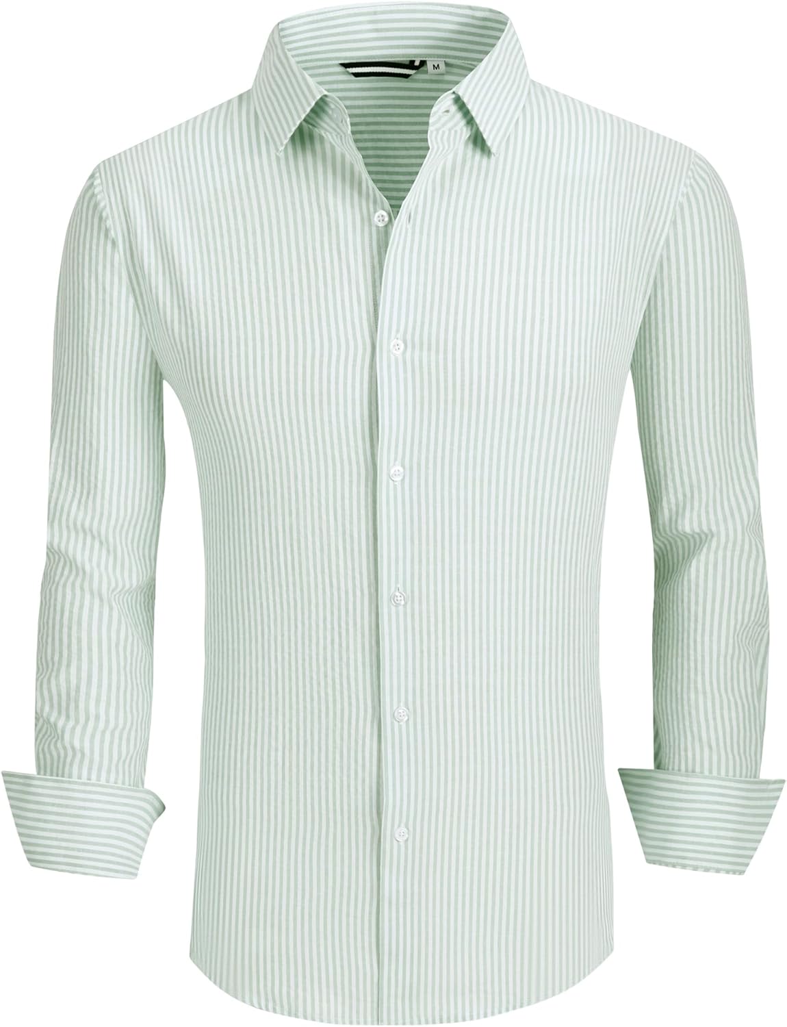 Alex Vando Mens Seersucker Dress Shirts Striped Business Casual Cotton Shirts for Men