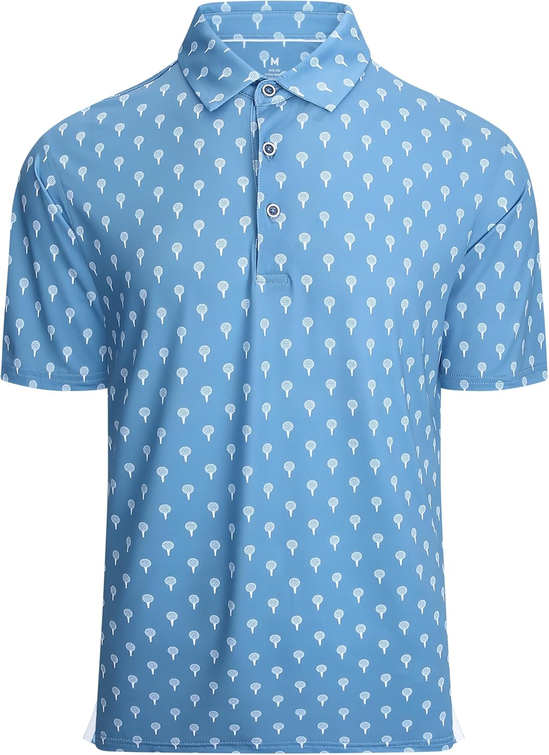 Alex Vando Mens Golf Shirt Moisture Wicking Quick-Dry Print Performance Polo Shirts for Men