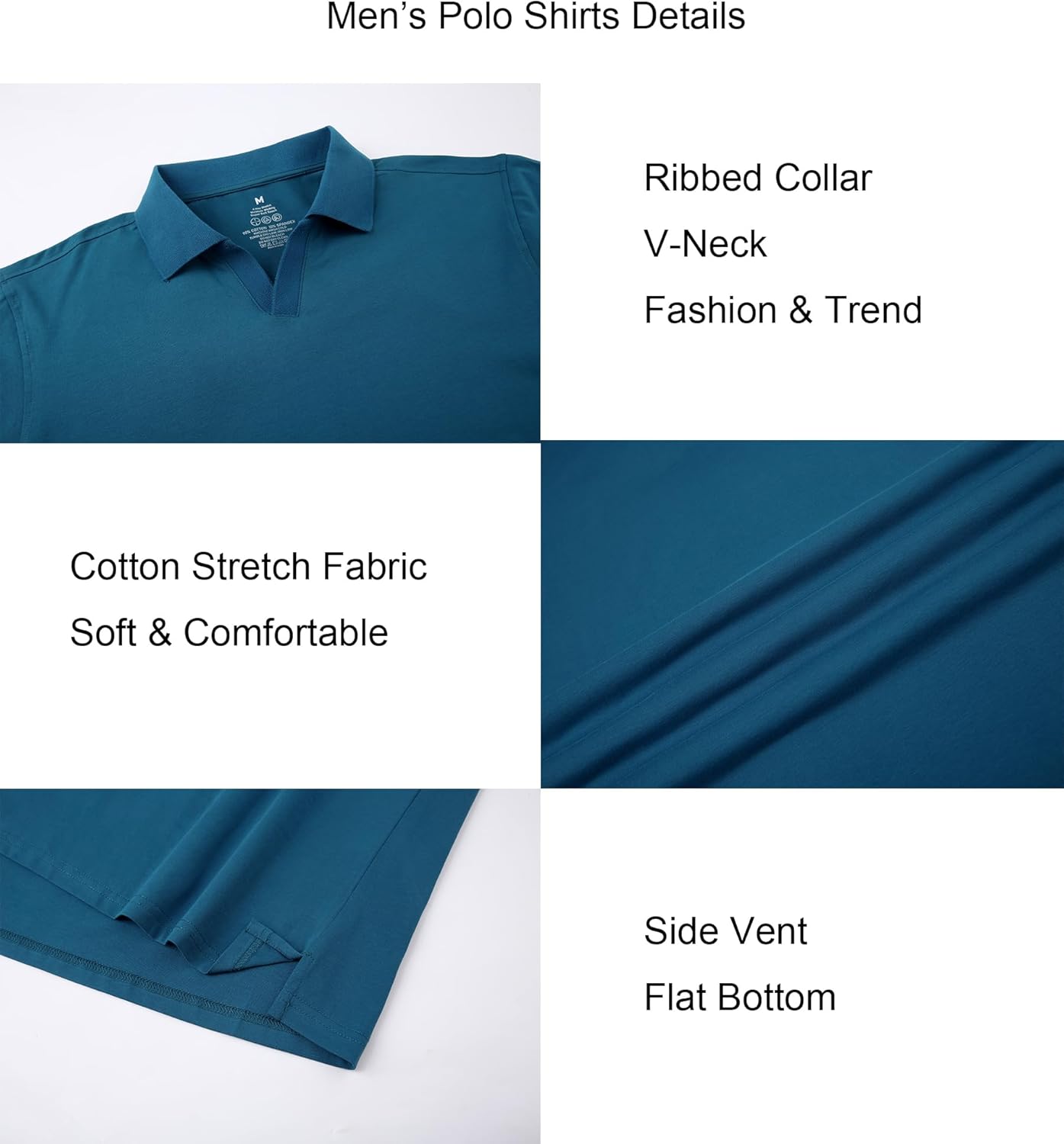 Alex Vando Mens Cotton Polo Shirts V-Neck Short Sleeve Casual Shirts for Men