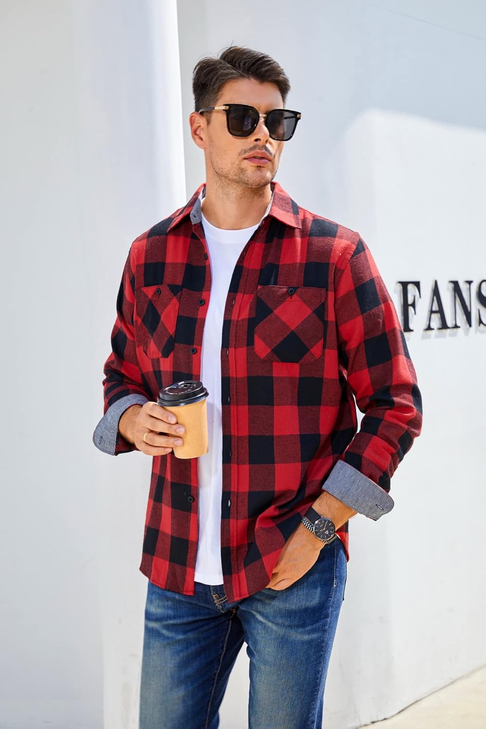 Alex Vando Mens Button Down Shirts Regular Fit Long Sleeve Casual Plaid Flannel Shirt