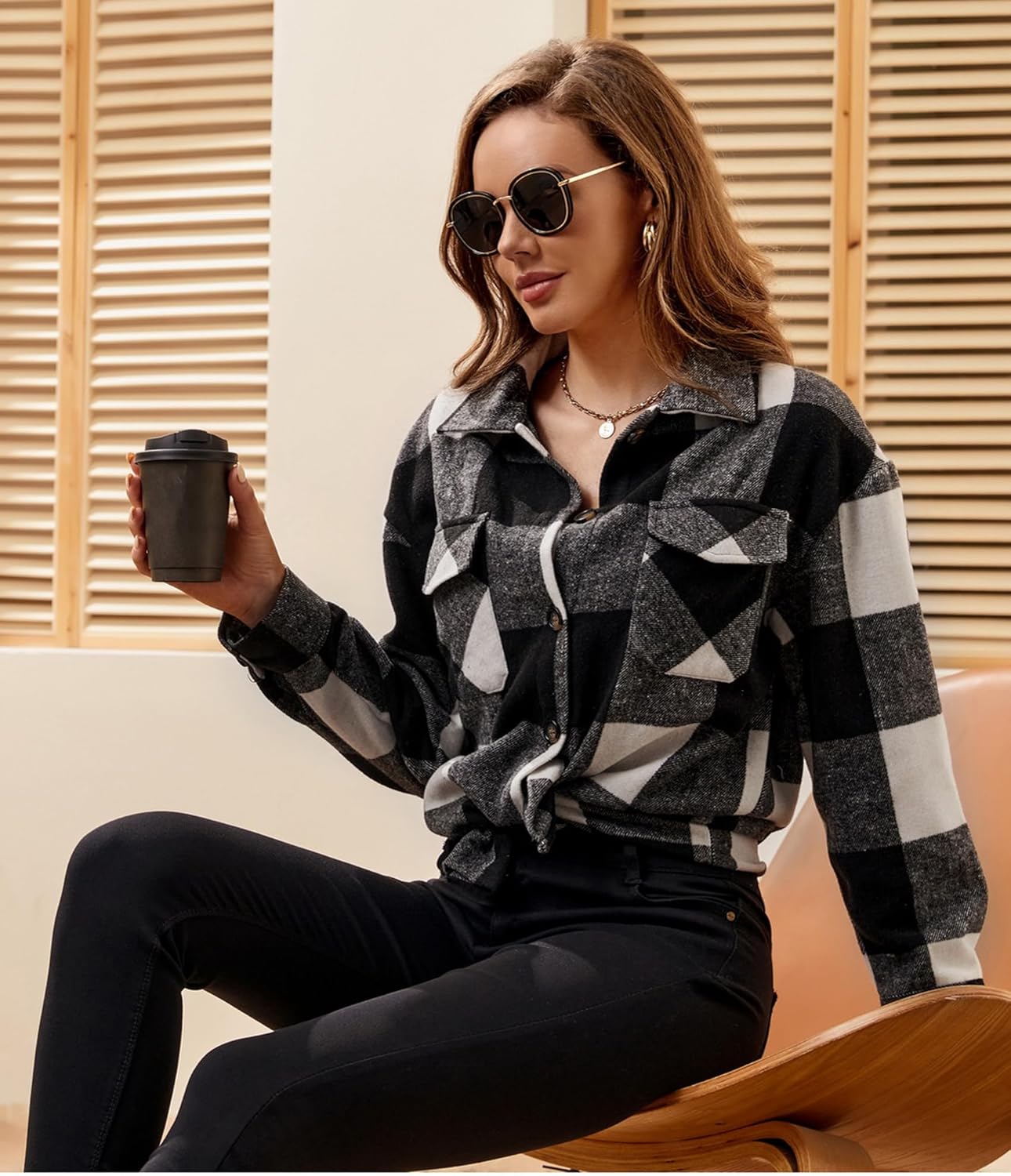 Alex Vando Womens Flannel Shirt Regular Long Sleeve Button Down Flannel Shirts for Women