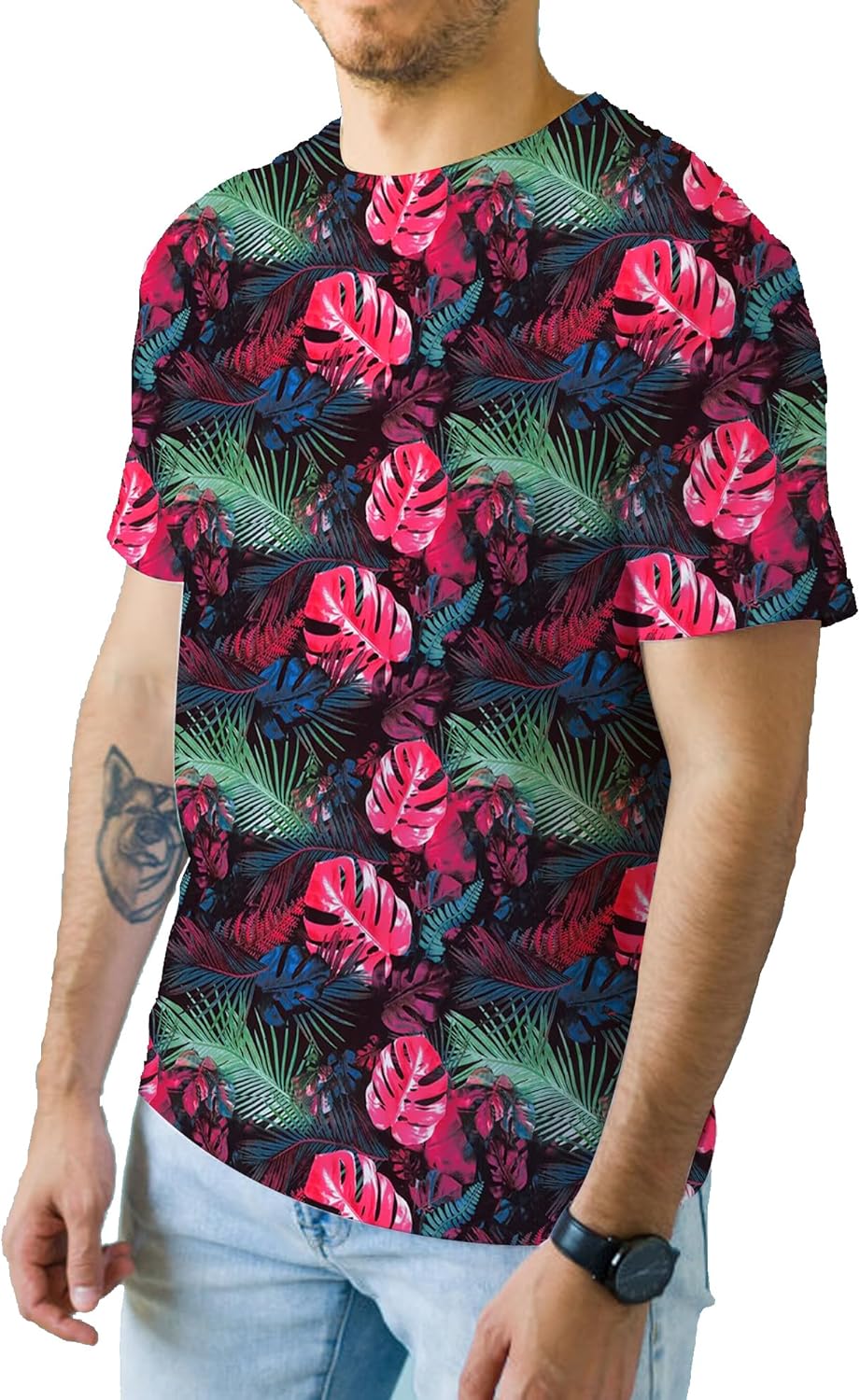 Alex Vando Mens Tie-Dye Printed 4-Way Stretch T-Shirts Short Sleeve Casual Shirt for Men