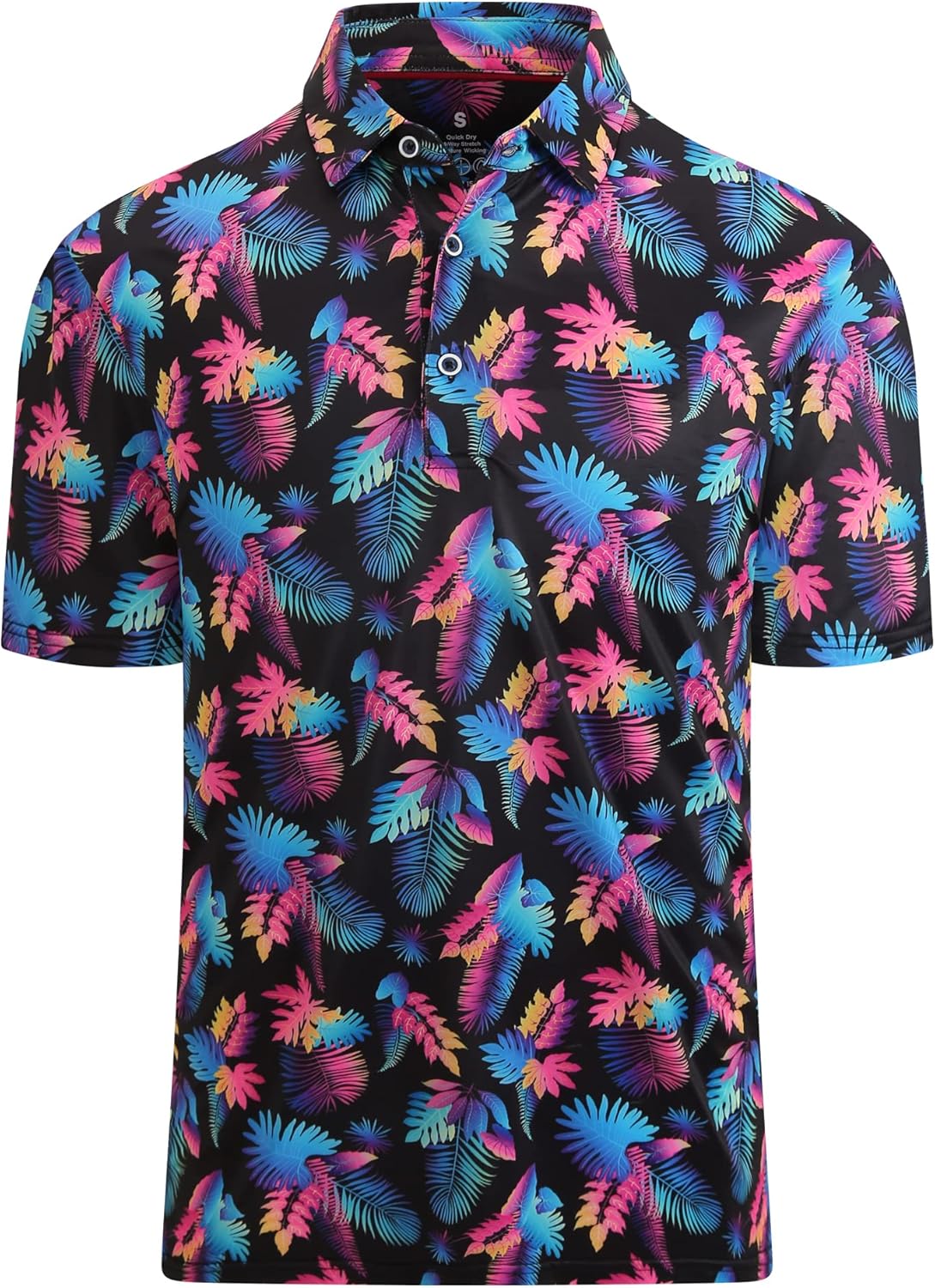 Alex Vando Mens Golf Shirt Moisture Wicking Quick-Dry Print Performance Polo Shirts for Men