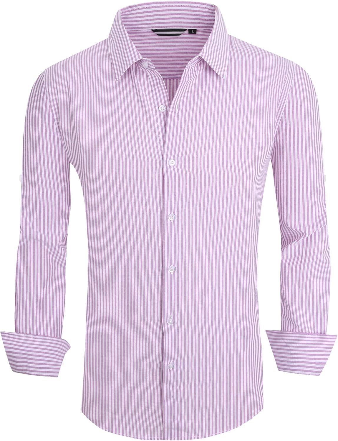 Alex Vando Mens Seersucker Dress Shirts Striped Business Casual Cotton Shirts for Men