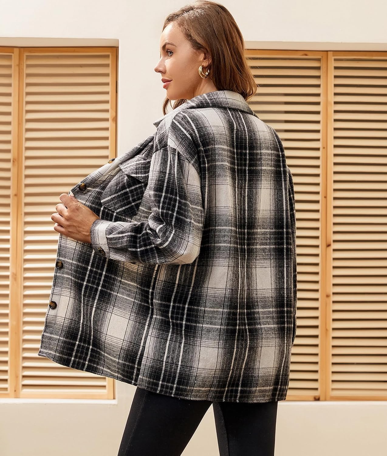 Alex Vando Womens Flannel Shirt Regular Long Sleeve Button Down Flannel Shirts for Women