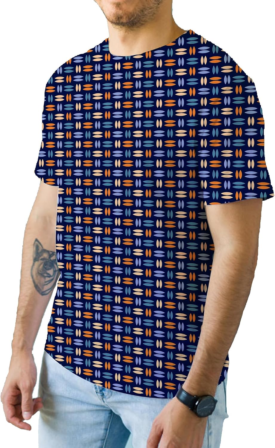 Alex Vando Mens Tie-Dye Printed 4-Way Stretch T-Shirts Short Sleeve Casual Shirt for Men