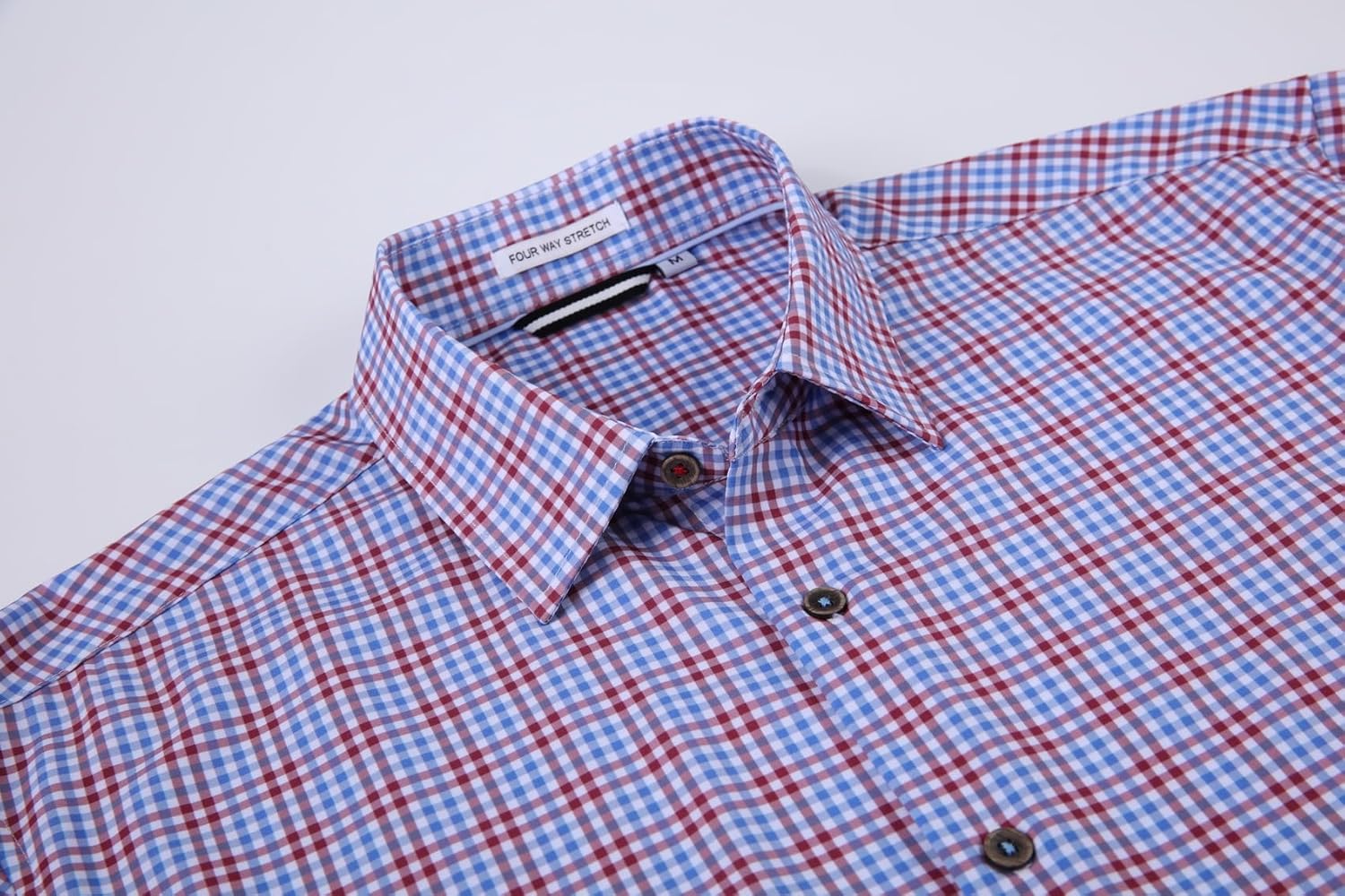Alex Vando Mens Button Down Shirts Wrinkle Free 4-Way Stretch Print Business Casual Shirt