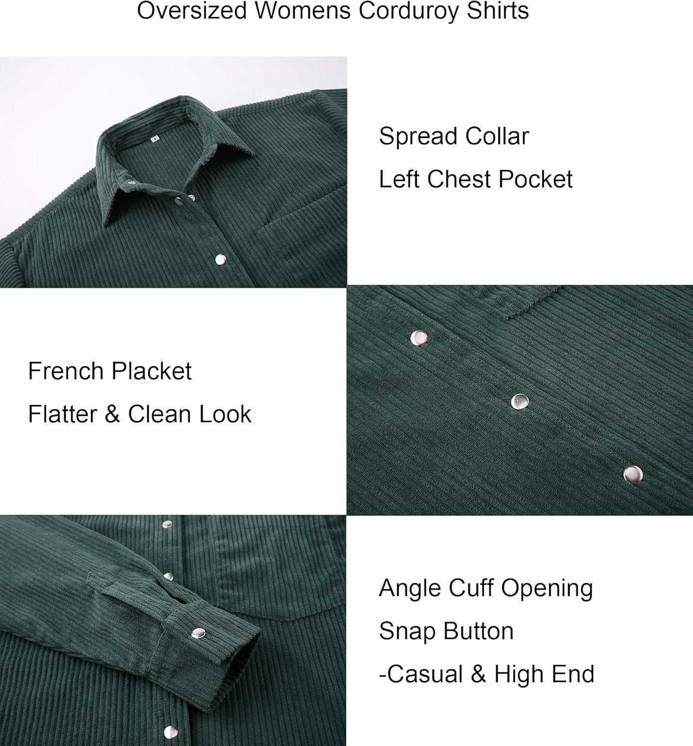 Alex Vando Womens Corduroy Shirts Long Sleeve Soft Boyfriend Button Down Shirts for Women