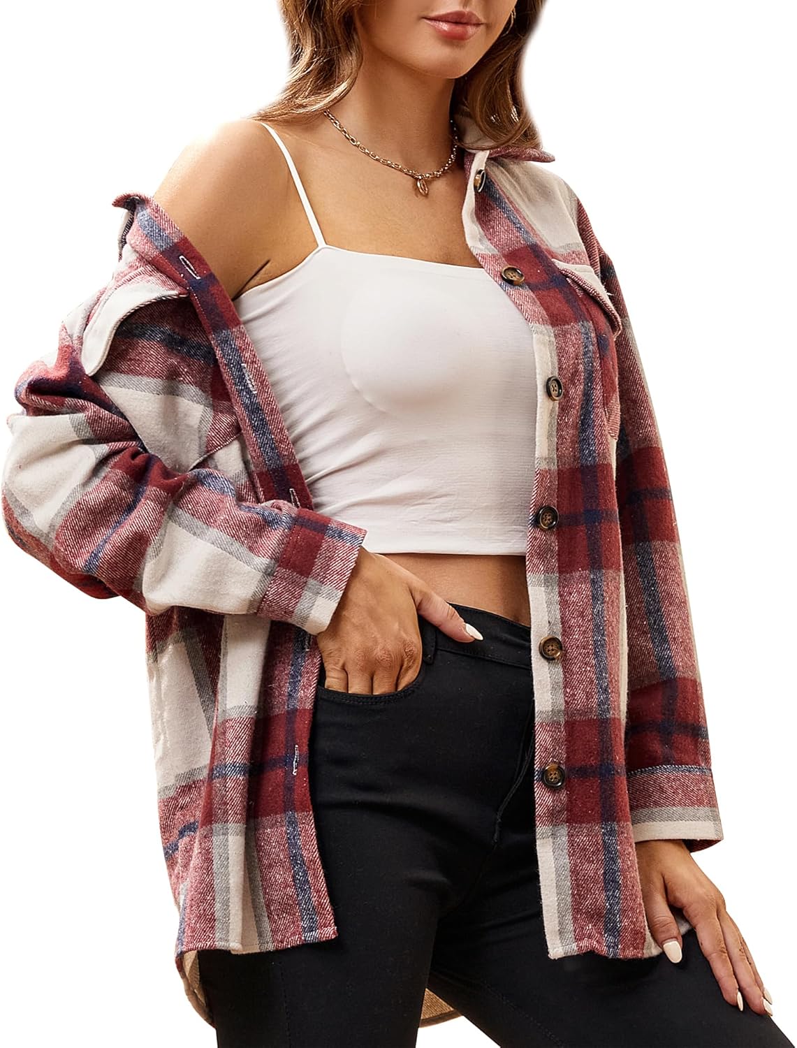 Alex Vando Womens Flannel Shirt Regular Long Sleeve Button Down Flannel Shirts for Women