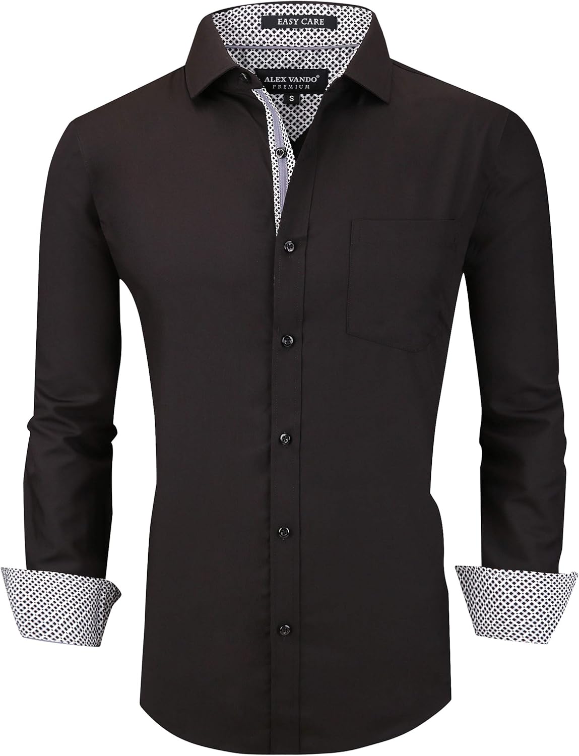 Alex Vando Mens Bamboo Dress Shirts Wrinkle Free Regular Fit Stretch Button Down Shirt