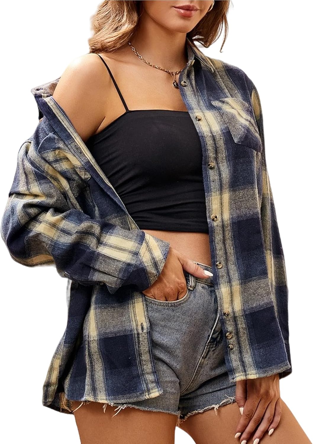 Alex Vando Womens Flannel Shirt Regular Long Sleeve Button Down Flannel Shirts for Women