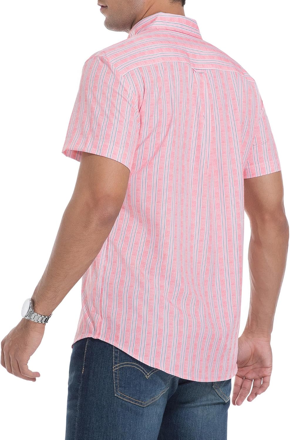 Alex Vando Mens Button Down Shirts Wrinkle Free 4-Way Stretch Short Sleeve Business Casual Shirt