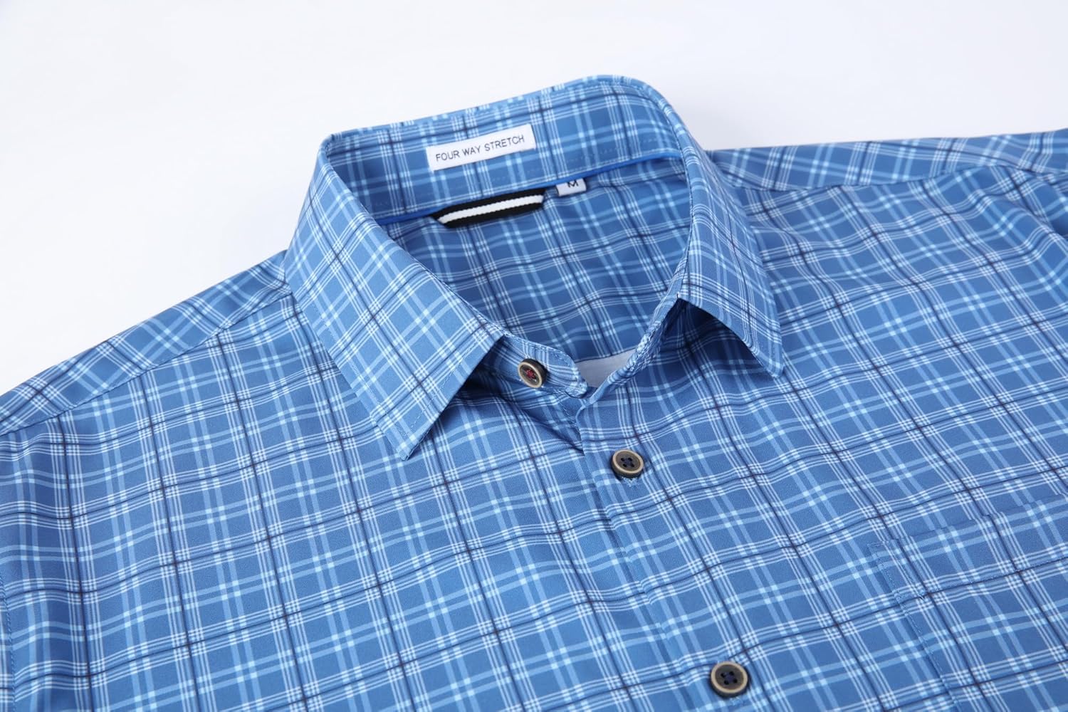 Alex Vando Mens Button Down Shirts Wrinkle Free 4-Way Stretch Short Sleeve Business Casual Shirt